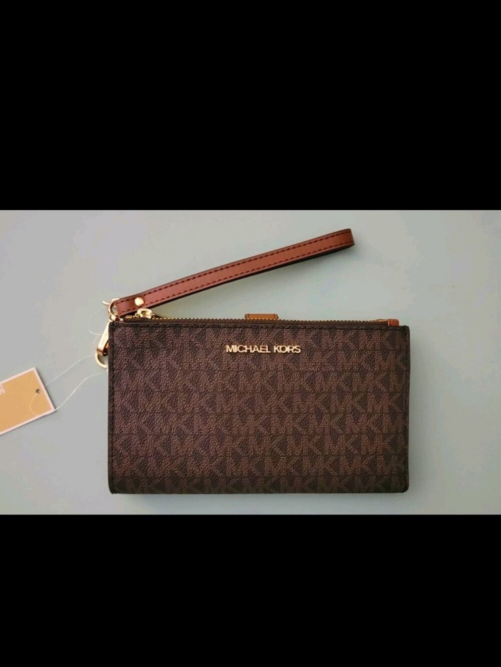 Michael Kors Monogram Jet Set Travel Phone Wallet Wristlet NWT